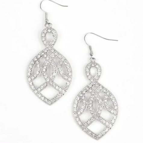 A Grand Statement - White Earrings 